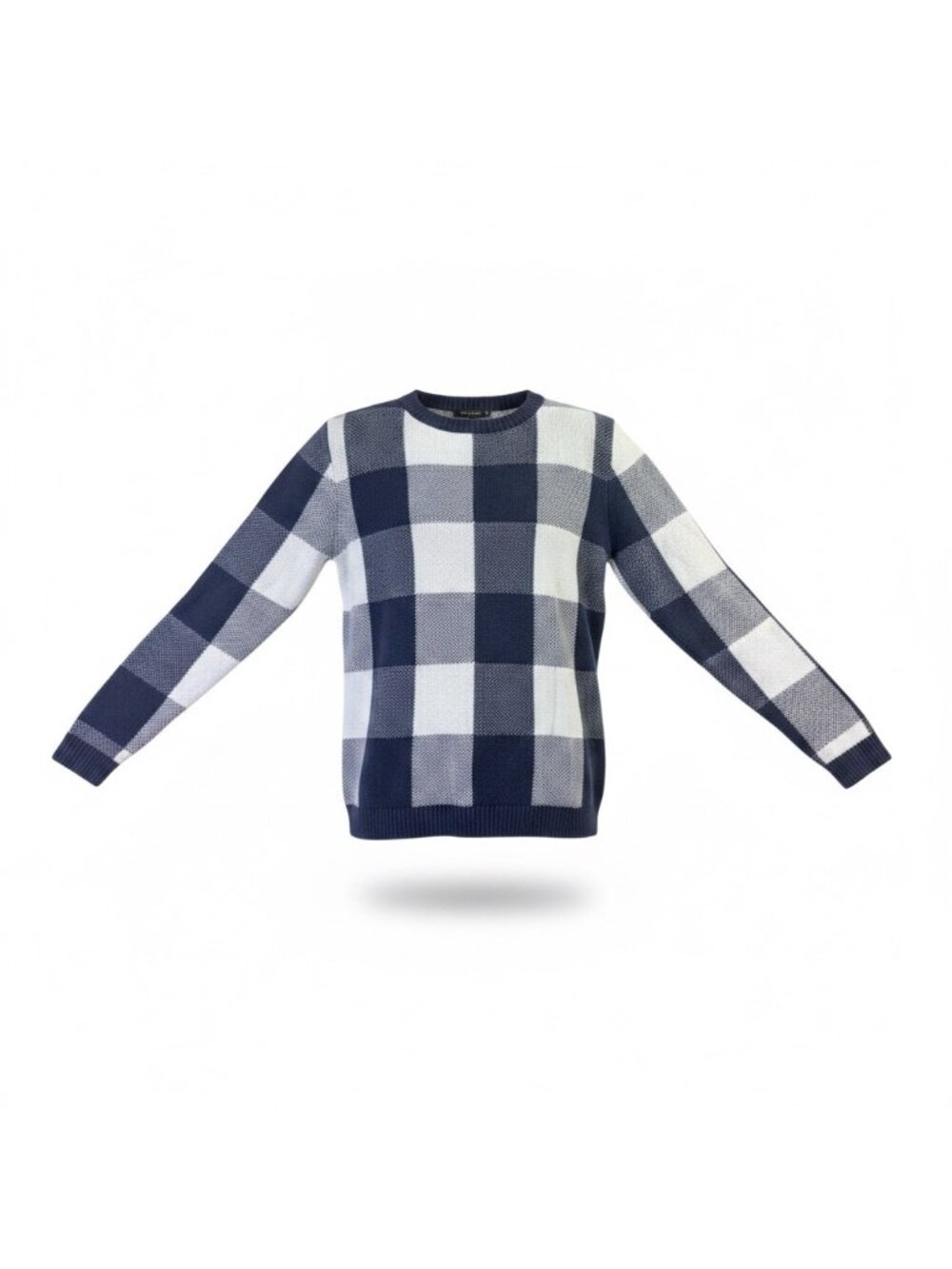 Pendleton womens Navy & White Buffalo Plaid Sweater Knit Long Sleeve Size M